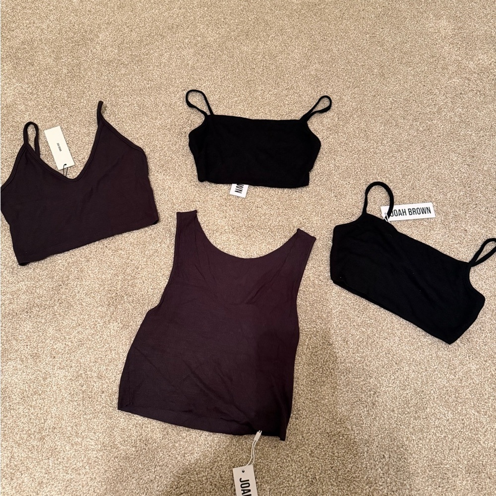 Joah Brown Black/Brown Set of 4 tank tops/bras size XS/S NWT